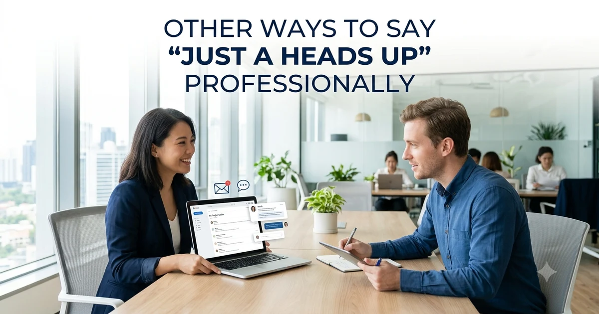 other ways to say just a heads up professionally